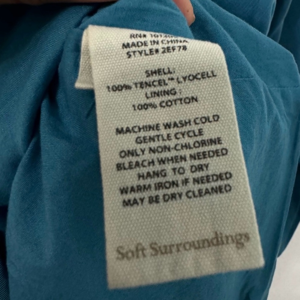 Soft Surroundings Elastic Waist Utility Masina Teal Reef Jacket Pocket NWT Large - Picture 5 of 6